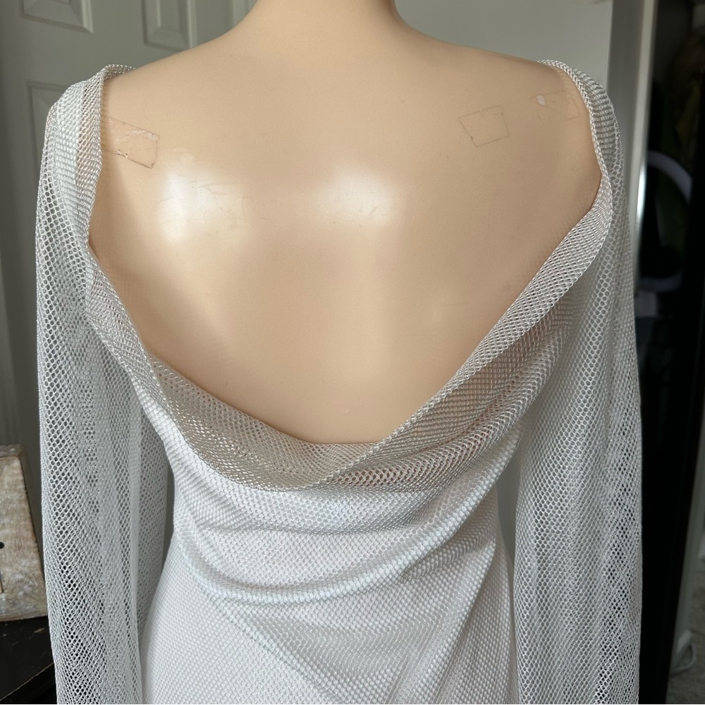LULU’S SPECIAL GLOW FISHNET LUREX BELL SLEEVE MINI DRESS - Picture 11 of 13